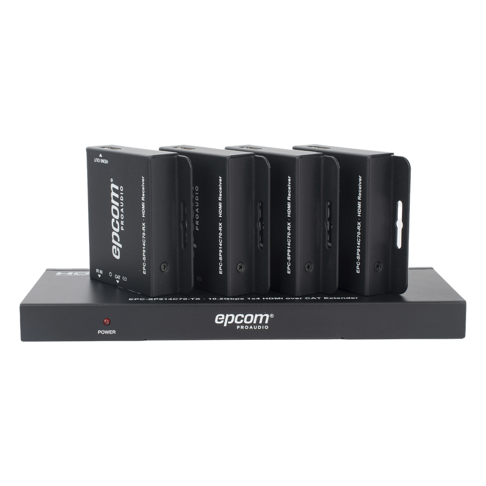 Splitter HDMI 1x4 | Extensor HDMI | 4K@30Hz 40m | 1080p@60Hz 70m | Función PoC | 4:4:4