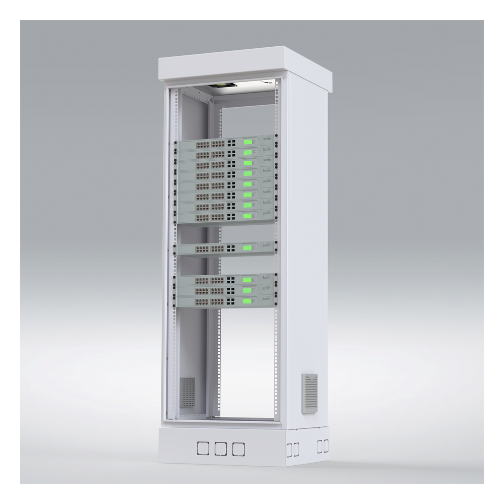 Gabinete para Piso, Capacidad, 31 Unidades de Rack, Doble puerta y Postes frontales e intermedios ajustables, Color Blanco, Se envía el Gabinete