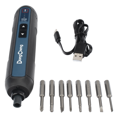 Destornillador Inalámbrico Recargable 4V / Batería 2.0Ah / Par Máximo 5.0 Nm / Portabrocas Hexagonal 1/4 in / 8 Puntas Magnéticas con Estuche