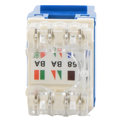 Conector Jack Estilo 110 (de Impacto), Tipo Keystone, Categoría 6, de 8 Posiciones y 8 Cables, Color Azul