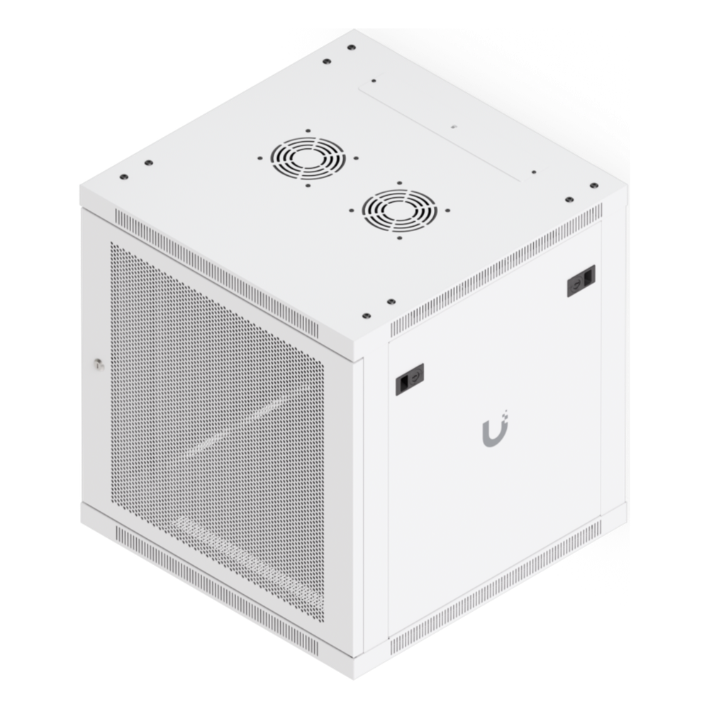 UACC Rack Cabinet 12U (598 x 600 mm) - Gabinete Cerrado para Montaje en Pared con Puerta Frontal Perforada, Totalmente Ensamblado con Ventiladores