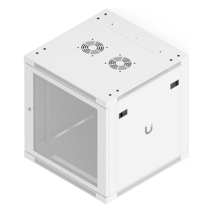 UACC Rack Cabinet 12U (598 x 600 mm) - Gabinete Cerrado para Montaje en Pared con Puerta Frontal Perforada, Totalmente Ensamblado con Ventiladores