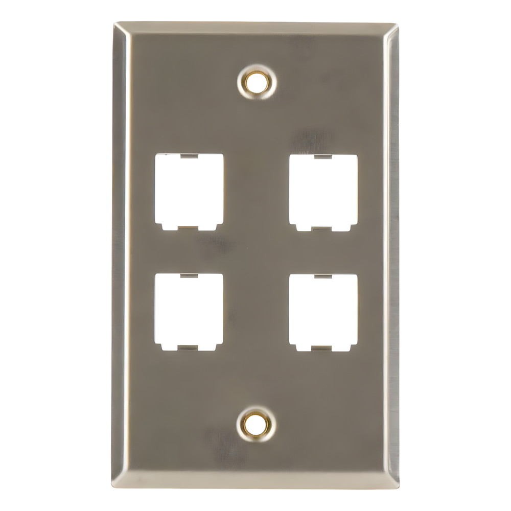 Placa de Pared Vertical, de Acero Inoxidable, Salida Para 4 Puertos Mini-Com