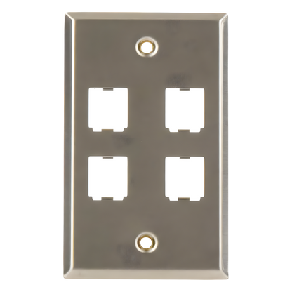 Placa de Pared Vertical, de Acero Inoxidable, Salida Para 4 Puertos Mini-Com
