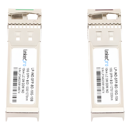 Transceptores Ópticos Industriales Bidireccionales SFP+ (Mini-Gbic) / Monomodo 1270 & 1330 nm / 10 Gbps / 10GBASE / Conector LC/UPC Simplex / DDM