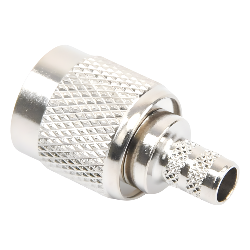 Conector TNC Macho de Anillo Plegable para Cables LMR-240, RG-8/X, 9258, Niquel/Oro/Delrin