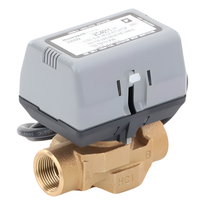 Válvula motorizada de 2 vías con actuador integrado, conexión BSPT de 3/4 pulgada, control on/off, 100-130 VCA