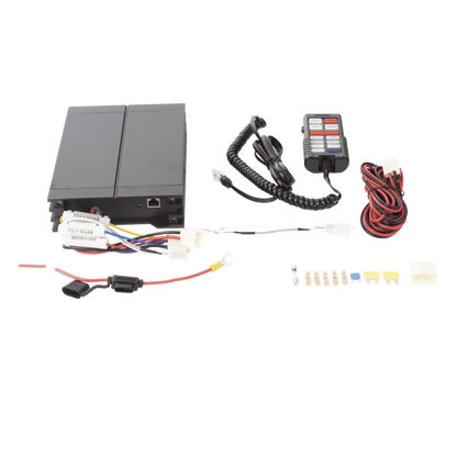 Sirena Vehicular de 100W de Potencia, Con Controlador Unimando Para Tonos, Control de 3 Salidas Auxiliares, Microfono e Interconexión a Radio