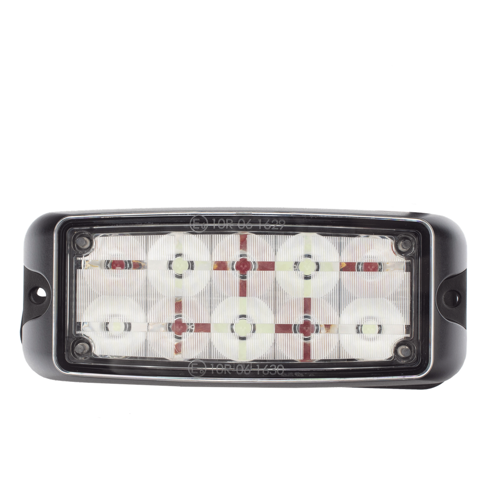 Luz de Advertencia de 10 LED, Rojo/Azul, 5x2 Pulgadas, Lente Transparente, Bisel Negro