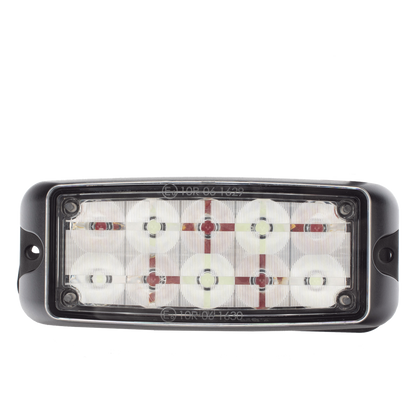 Luz de Advertencia de 10 LED, Rojo/Azul, 5x2 Pulgadas, Lente Transparente, Bisel Negro