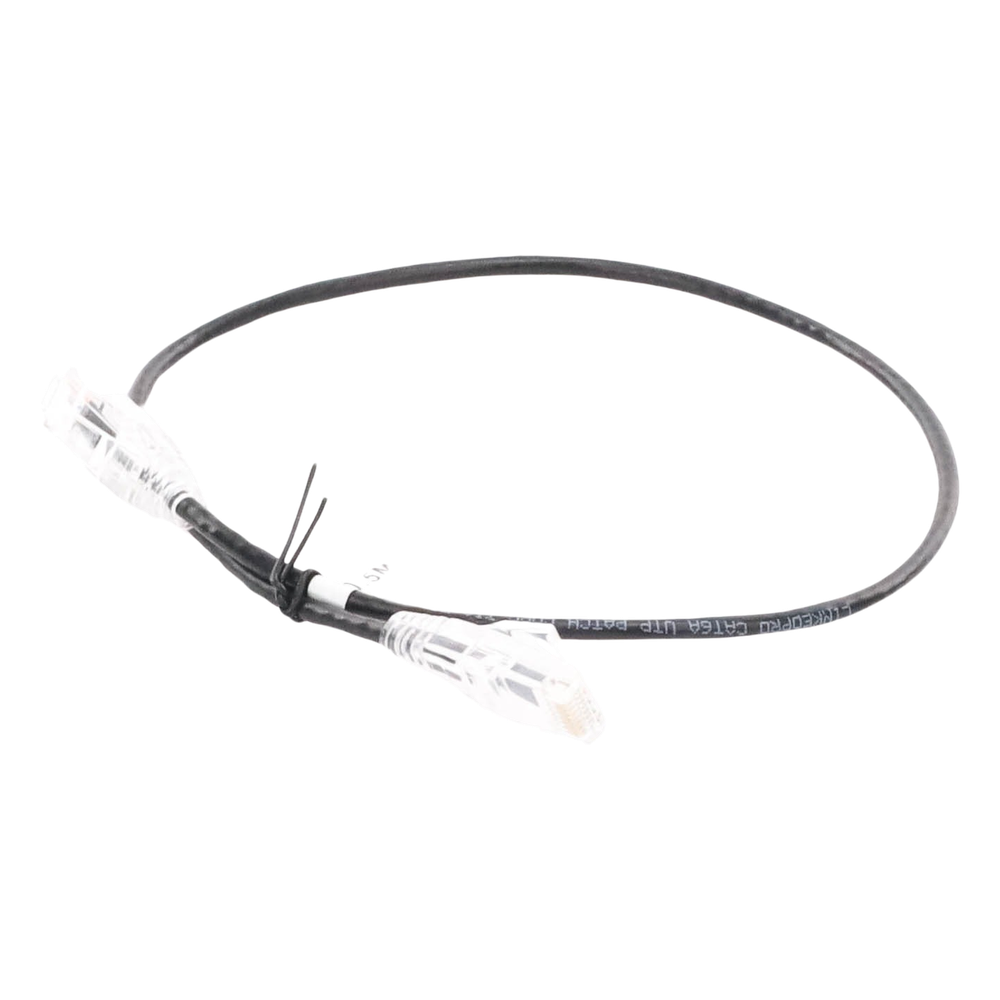 Cable de Parcheo Slim UTP Cat6A - 0.5 Metros (1.64 Pies) Negro, Diámetro Reducido (28 AWG)
