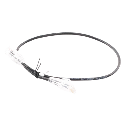 Cable de Parcheo Slim UTP Cat6A - 0.5 Metros (1.64 Pies) Negro, Diámetro Reducido (28 AWG)