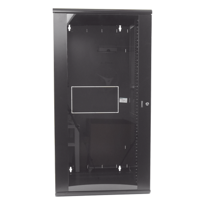 Gabinete PanZone de Montaje en Pared, de 19in, Puerta con Ventana de Seguridad, 26 UR, 635mm de Profundidad, Color Negro