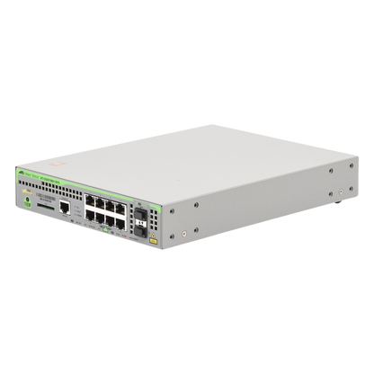 Switch PoE+ Administrable CentreCOM GS970M, Capa 3 de 8 Puertos 10/100/1000 Mbps + 2 SFP Gigabit, 124 W