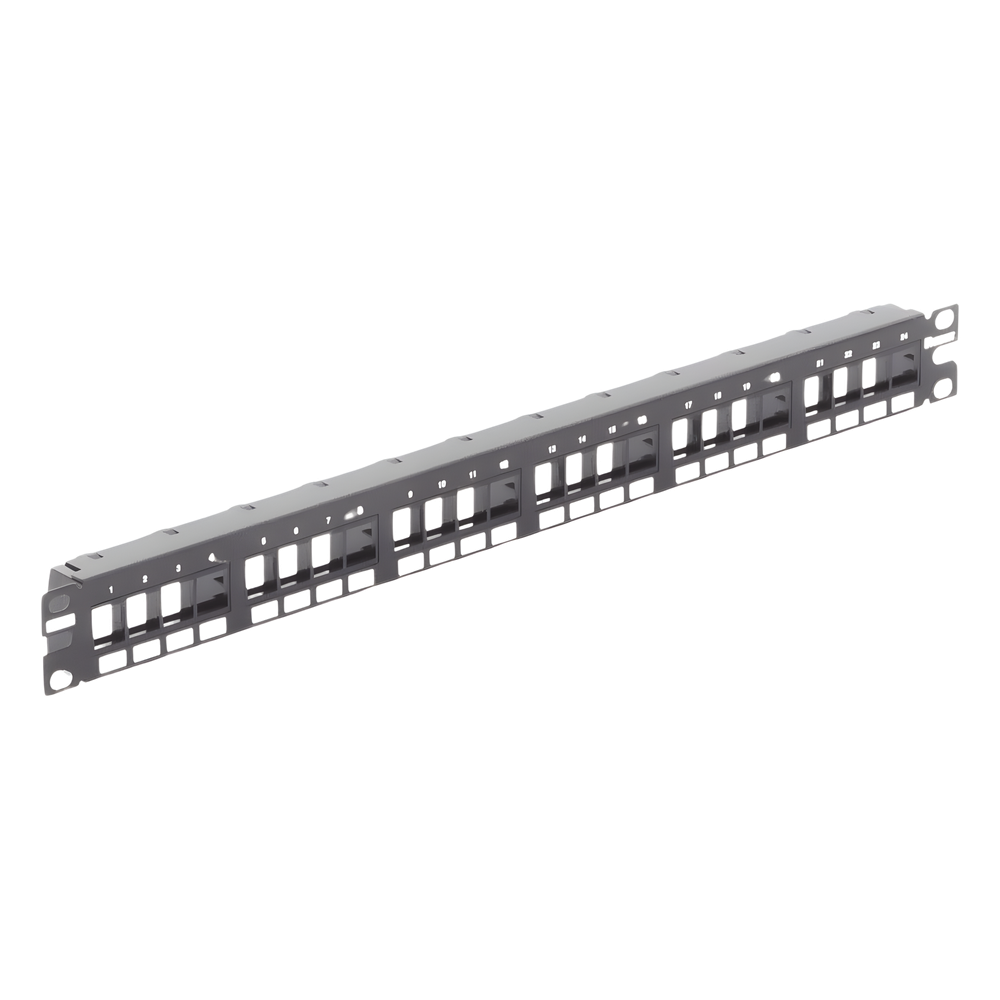 Panel de Parcheo Modular Keystone (Sin Conectores), Numerado y Espacio para Etiquetas, de 24 Puertos, 1UR