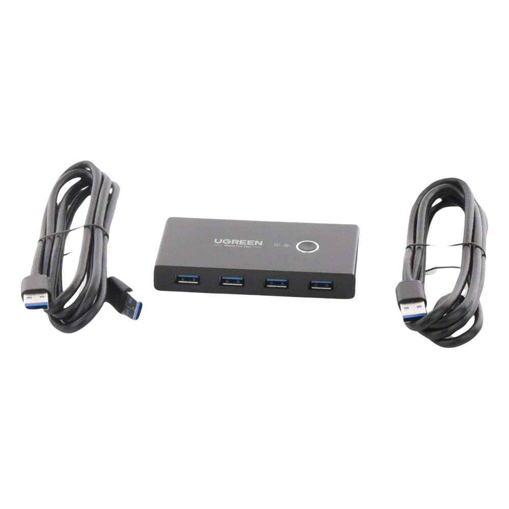 Conmutador USB para Compartir 4 Puertos USB 3.0 a 2 PC Ìs | Cambio Mediante Botón | Incluye Dos Cables USB de 1.5 m | ABS | Permite que 2 Usuarios