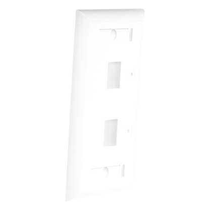 Placa de Pared de 2 Puertos, Keystone, con Espacio para Etiqueta, Color Blanco