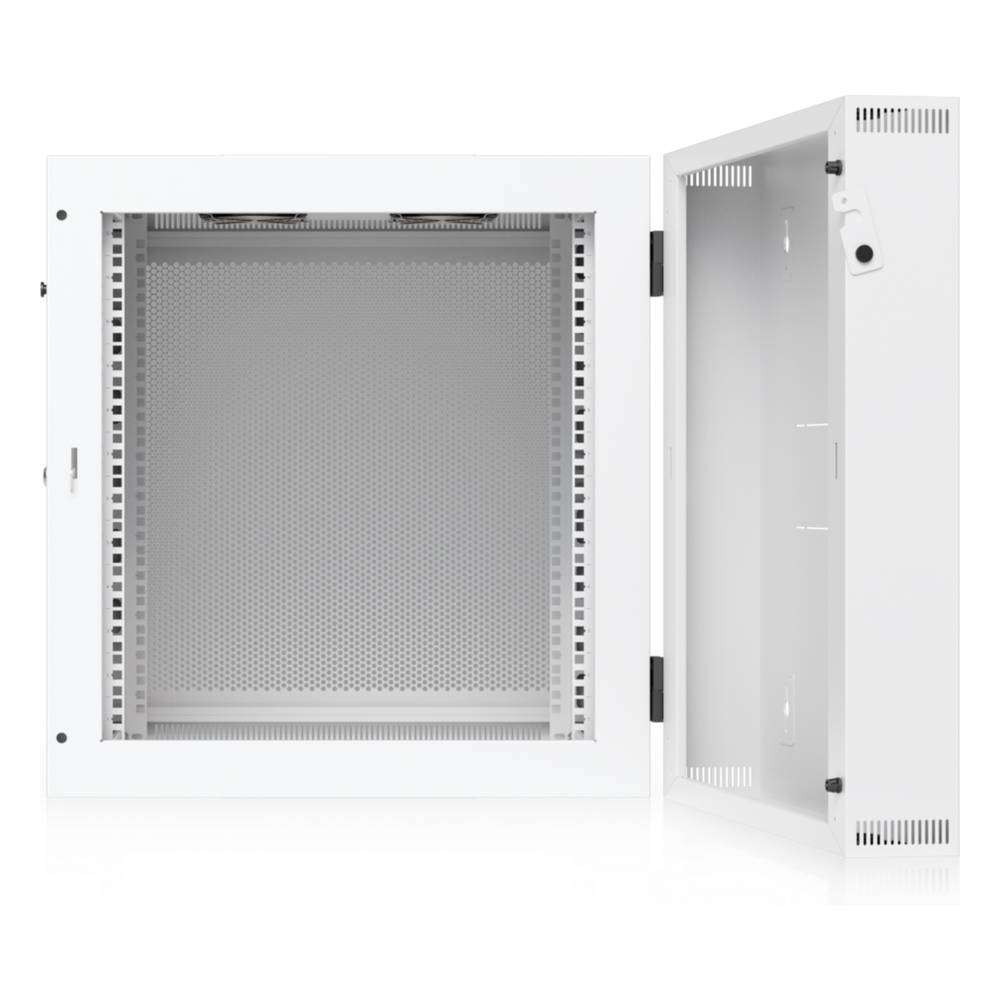 UACC Rack Cabinet 12U (600 x 703 mm) - Gabinete Cerrado para Montaje en Pared con Puerta Frontal Perforada, Puerta Trasera Abatible (Swing-Out) y