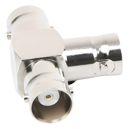 Adaptador Triple en T para 50 Ohm de BNC Hembra a Doble BNC Hembras, Níquel/ Plata/ Teflón