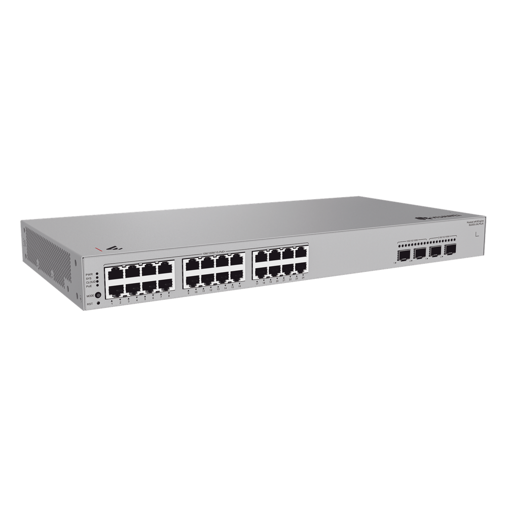 Switch de Acceso eKit Administrable / Capa 2 / 24 Puertos PoE+ Gigabit + 2 Puertos SFP (2.5 Gbps) + 2 Puertos SFP+ / PoE Perpetuo / Presupuesto PoE