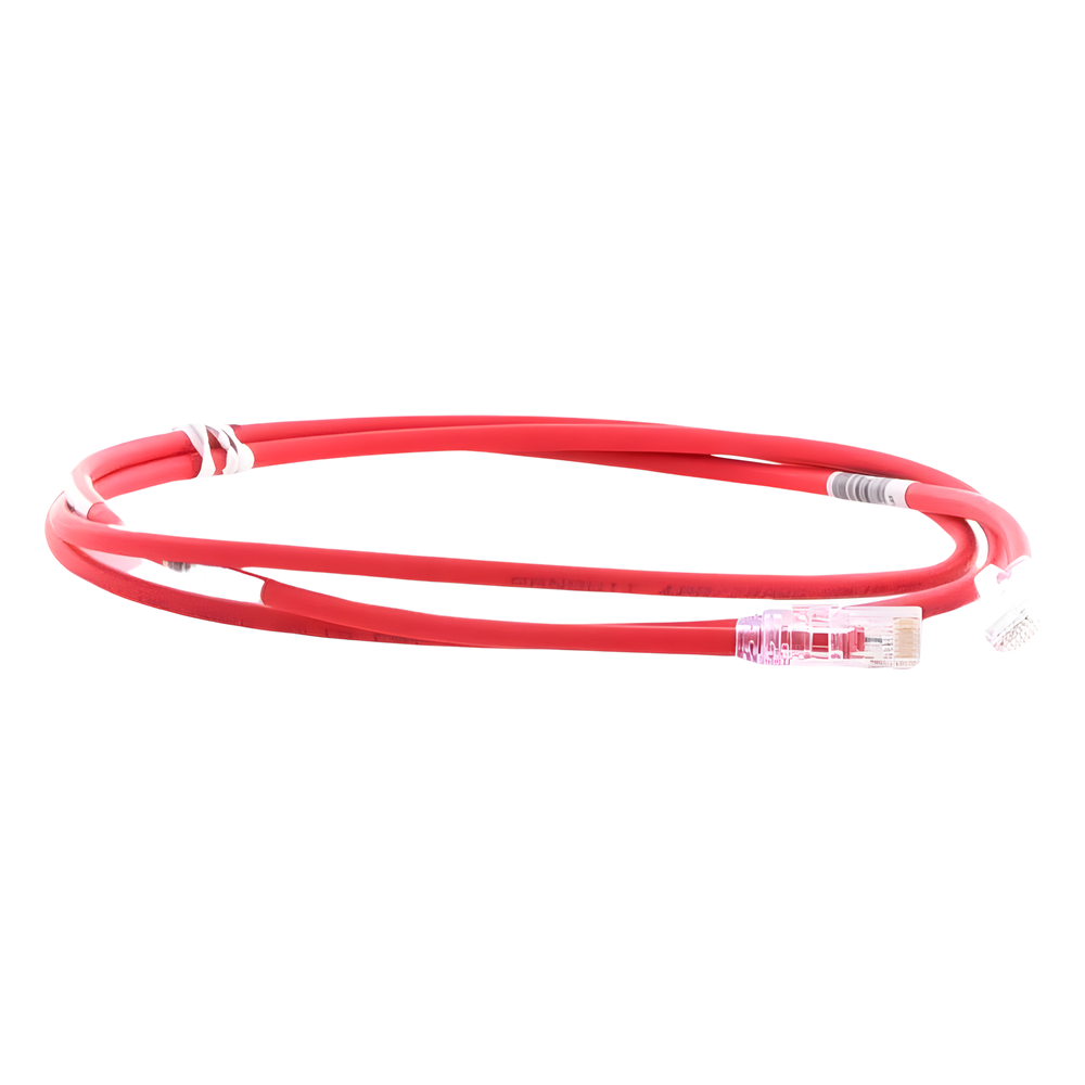 Cable de Parcheo UTP Cat6A, CM/LSZH, Diámetro Reducido (28AWG), Color Rojo, 1.52 Metros (5 Pies)