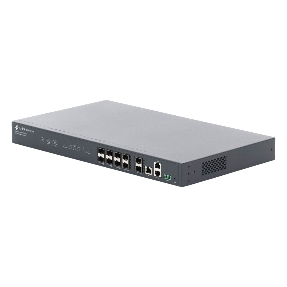 Deltra Stream - OLT de 8 Puertos GPON / Conexión Hasta 1,024 ONUs / 1 Puerto Gigabit RJ45 Uplink / 2 Puertos SFP+ 10GbE Uplink / Fuentes Redundantes