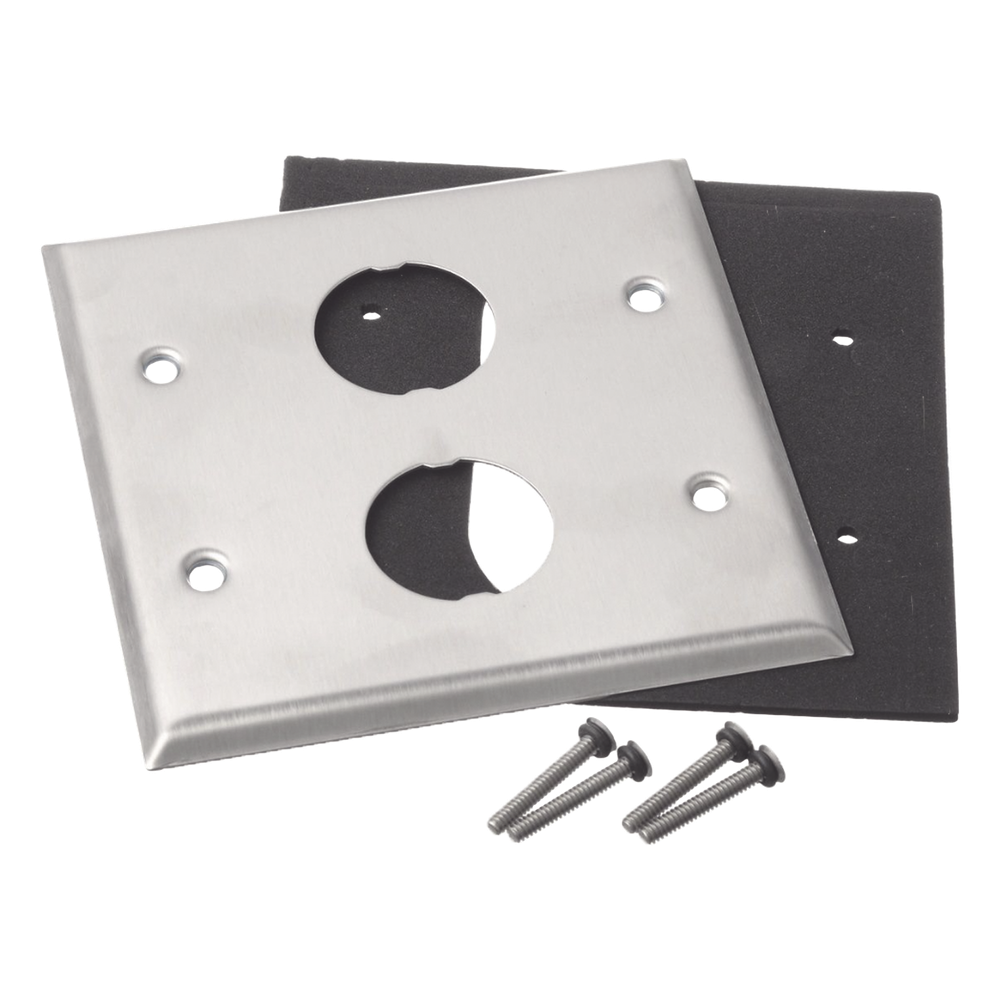 Placa de Pared Doble IndustrialNet?, Para 2 Conectores Industriales, de Acero Inoxidable