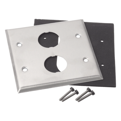 Placa de Pared Doble IndustrialNet?, Para 2 Conectores Industriales, de Acero Inoxidable