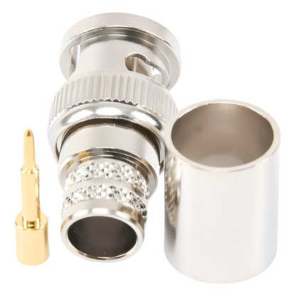 Conector BNC Macho de Anillo Plegable para RG-8/U, LMR-400, 9913, CNT-400, Níquel/ Oro/ Teflón