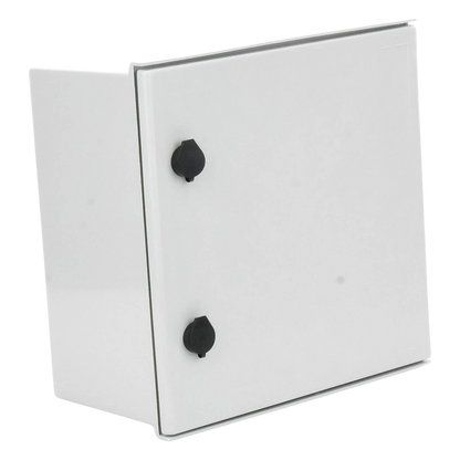 Gabinete de Poliéster IP65 Uso en Intemperie (400 x 400 x 200 mm) con Placa Trasera Interior de Plástico (Incluye Chapa y Llave).