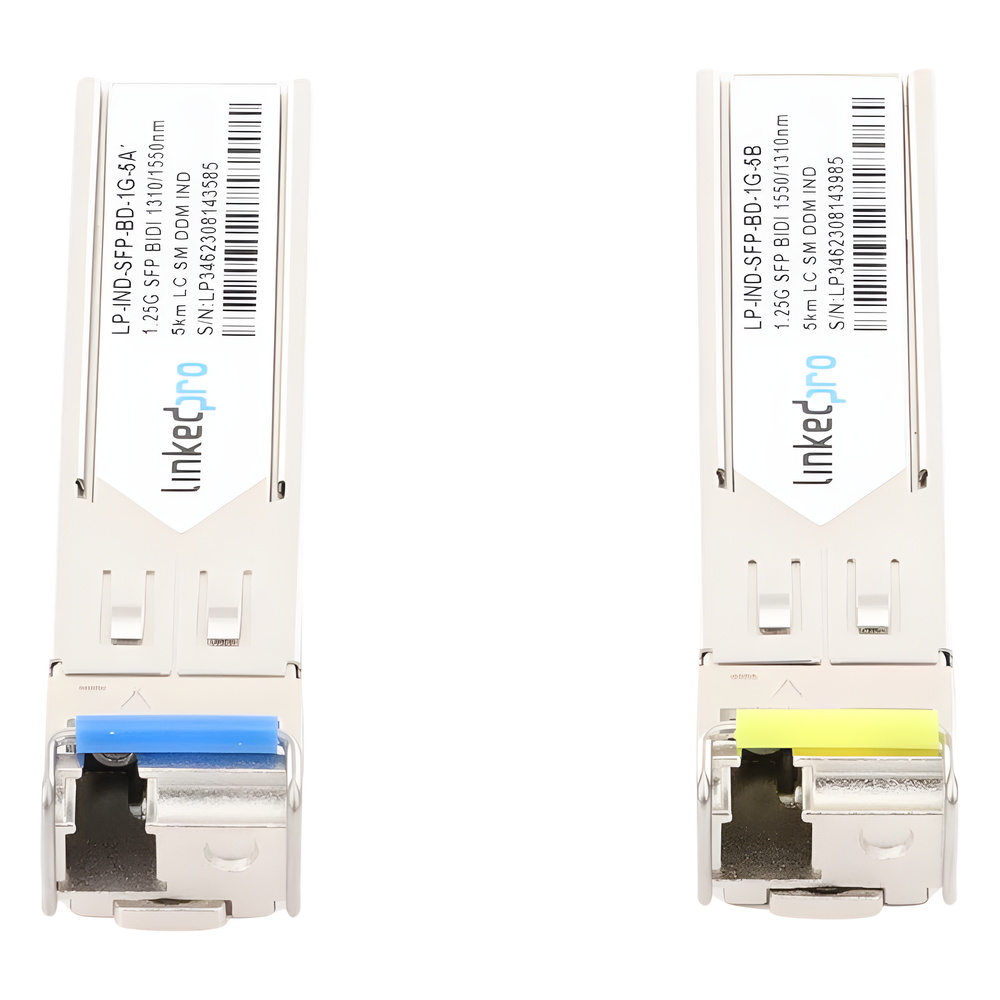 Transceptores Ópticos Industriales Bidireccionales SFP (Mini-Gbic) / Monomodo 1310 & 1550 nm / 1.25 Gbps / 1000BASE-BX / Conector LC/UPC Simplex