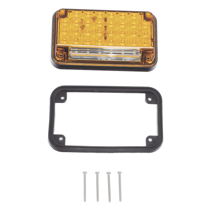 Luz de Advertencia de 7X4", Color Ambar, Con Luz de Trabajo, Ideal para Ambulancias