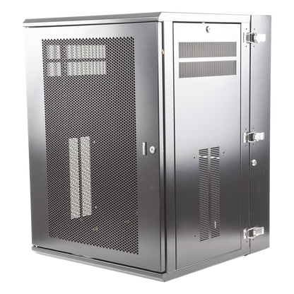 Gabinete PanZone de Montaje en Pared, de 19in, Puerta Ventilada, 18 UR, 635mm de Profundidad, Color Negro