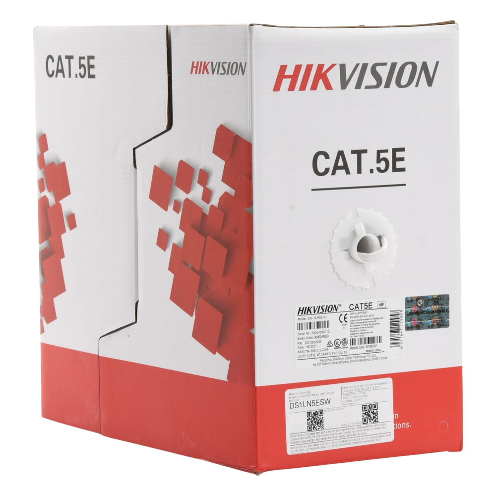 Bobina de Cable UTP 305 Metros (1000 Pies) / Cat5E (24 AWG) / Color Blanco / PVC (CM) / Uso en Interior / 100% Cobre / Aplicaciones de CCTV y Redes