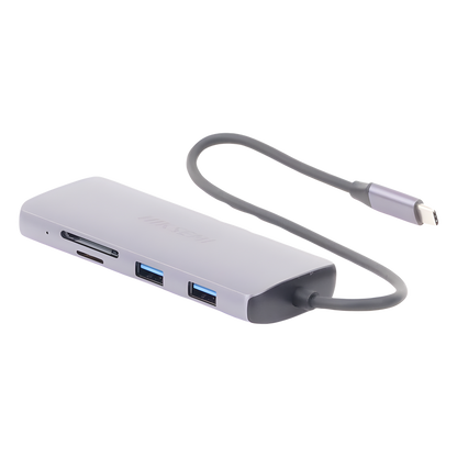 Hub USB-C 8 en 1 / HDMI 4K / 3x USB 3.0 + 1x USB 2.0 / SD + Micro SD / PD 100W / Aleación de Aluminio