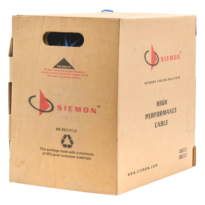 Bobina de Cable UTP Cat6, 23 AWG de 4 Pares, Alto Desempeño, PVC (CMR), 305 Metros (1000 Pies) Reelex (Color: Azul)