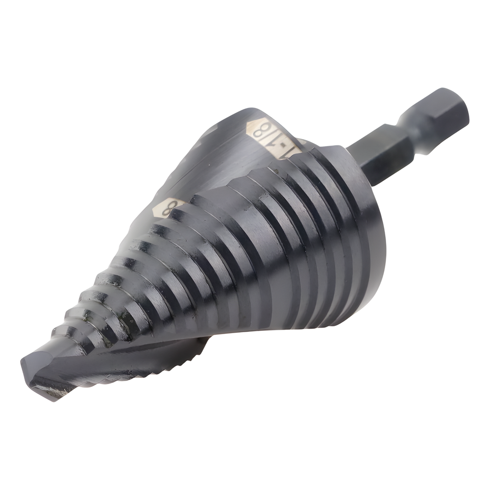 Broca Escalonada 12 en 1, de Liberación Rápida, Acanaladura en Espiral, produce Agujeros de 2-3 cm e Intermedios. 10x más Durable