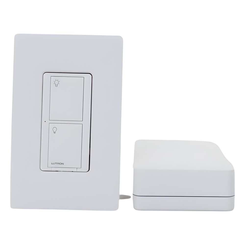 Kit de inicio Caseta Wireless con hub Smart Bridge, interruptor on/off inteligente de 5 A con neutro y placa Claro, control por app y asistentes de