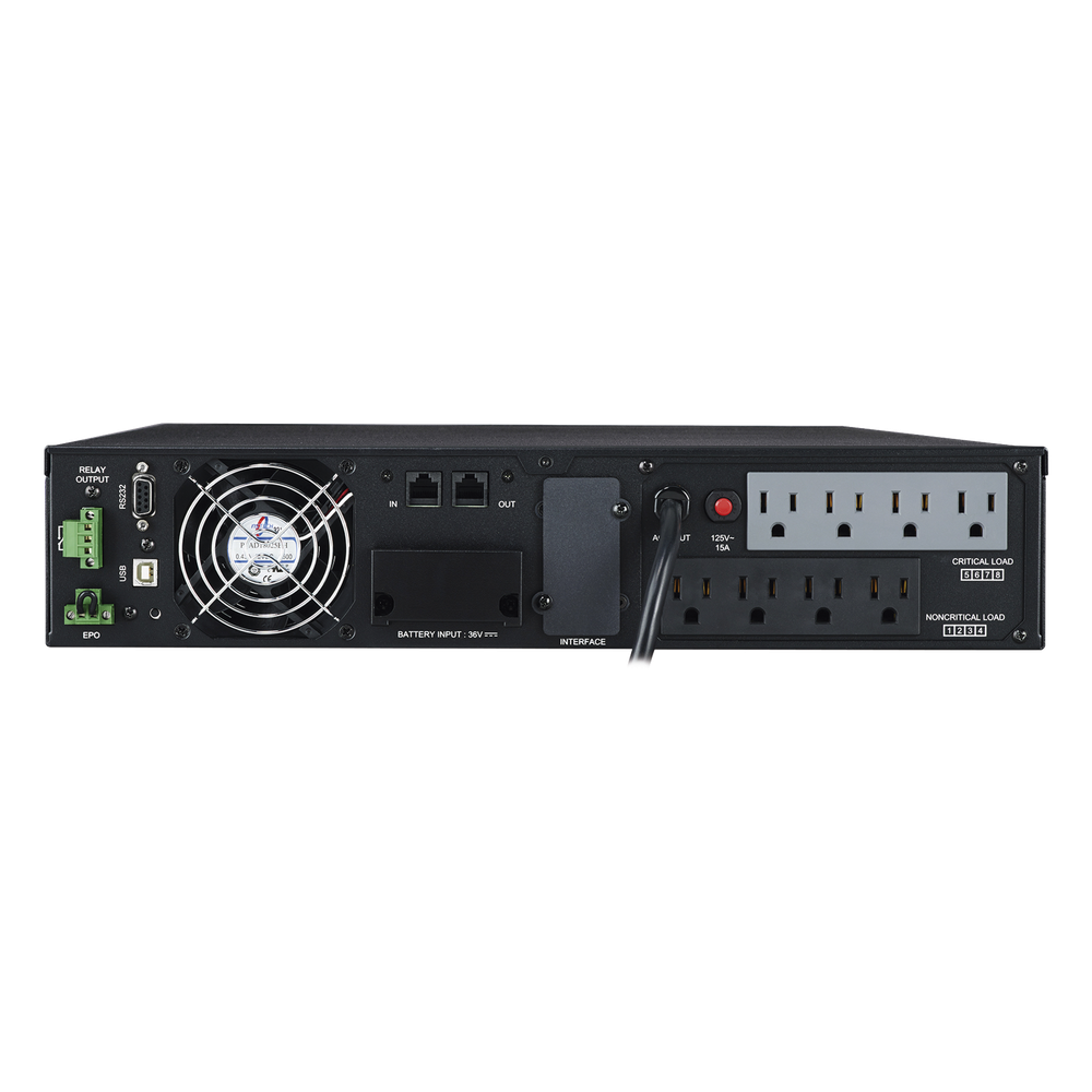 UPS de 1500 VA/1350 W, Online Doble Conversión, Entrada 120 Vca NEMA 5-15P, Onda Senoidal Pura, Rack o Torre de 2 UR, Con 8 Tomas NEMA 5-15R