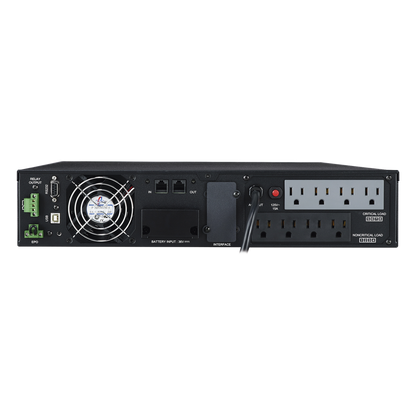 UPS de 1500 VA/1350 W, Online Doble Conversión, Entrada 120 Vca NEMA 5-15P, Onda Senoidal Pura, Rack o Torre de 2 UR, Con 8 Tomas NEMA 5-15R