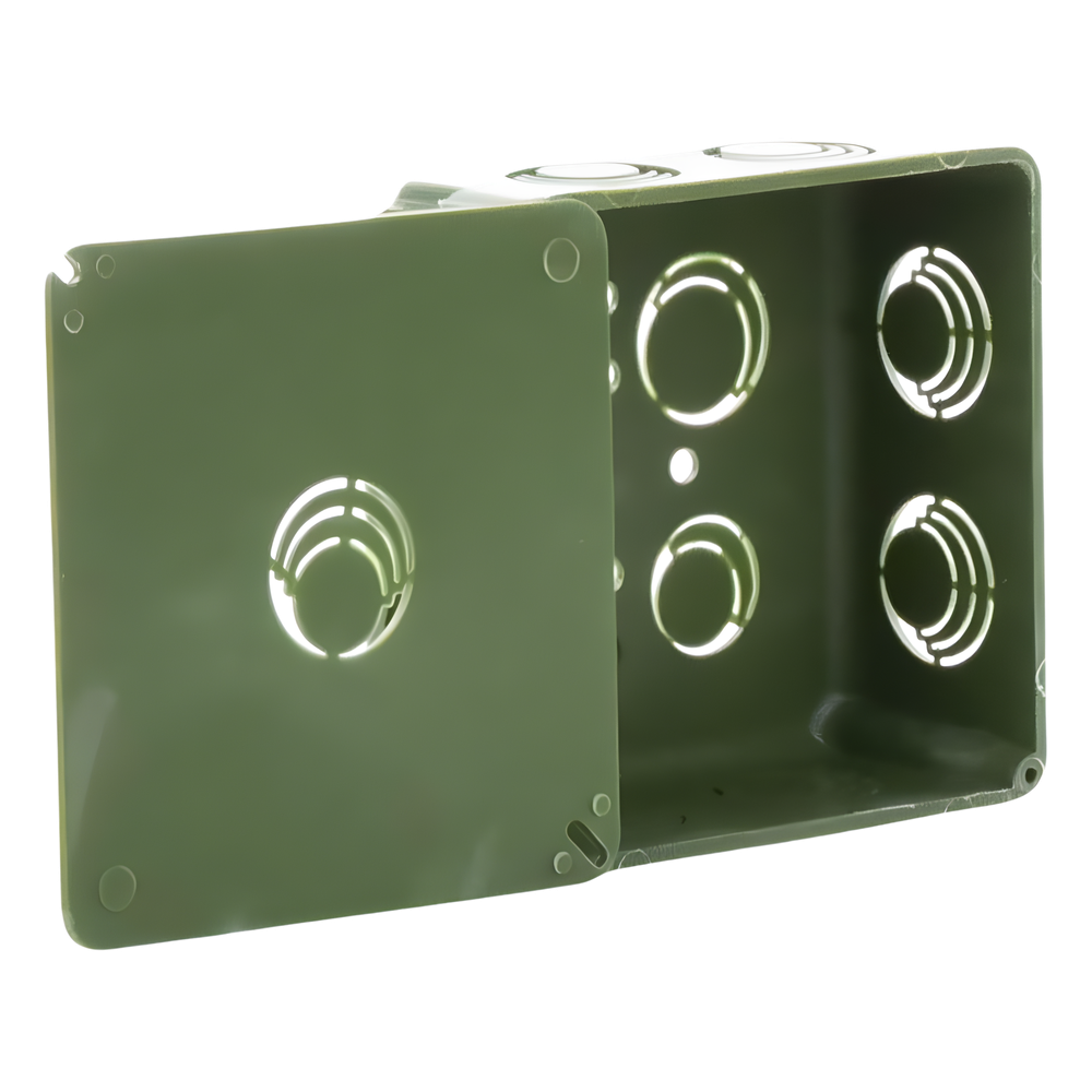 Caja Cuadrada y Tapa para Tubería PVC Conduit de 1".