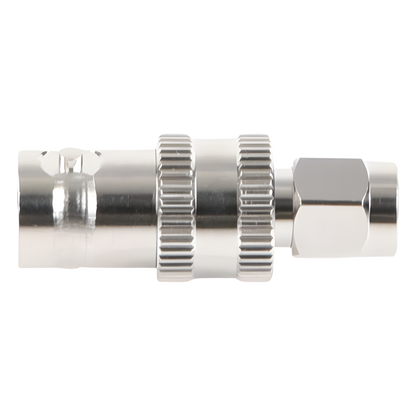 Adaptador en Línea de Conector SMA Macho a BNC Hembra, Níquel/ Oro/ Teflón