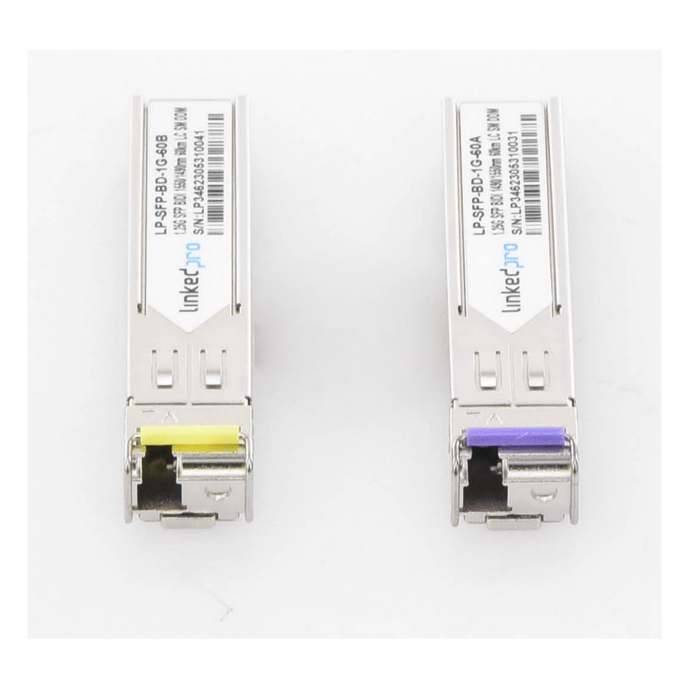 Transceptores Ópticos Bidireccionales SFP (Mini-Gbic) / Monomodo 1490 & 1550 nm / 1.25 Gbps / 1000BASE-BX / Conector LC/UPC Simplex / DDM / Hasta 60