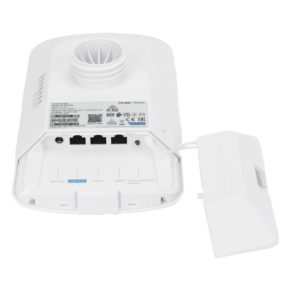 Kit Punto a Punto Ruijie RG-EST350G / Wi-Fi 5 (802.11ac Wave2) 867 Mbps / Antena 16 dBi MIMO 2x2 MU-MIMO / 3 Puertos Gigabit / Alcance 5 km (16,404