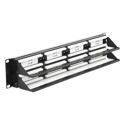 Panel de Parcheo de Impacto (110) UTP de 48 Puertos Cat6, 19 Pulgadas (48.26 cm), 2U, con Barra para Organizar Cable