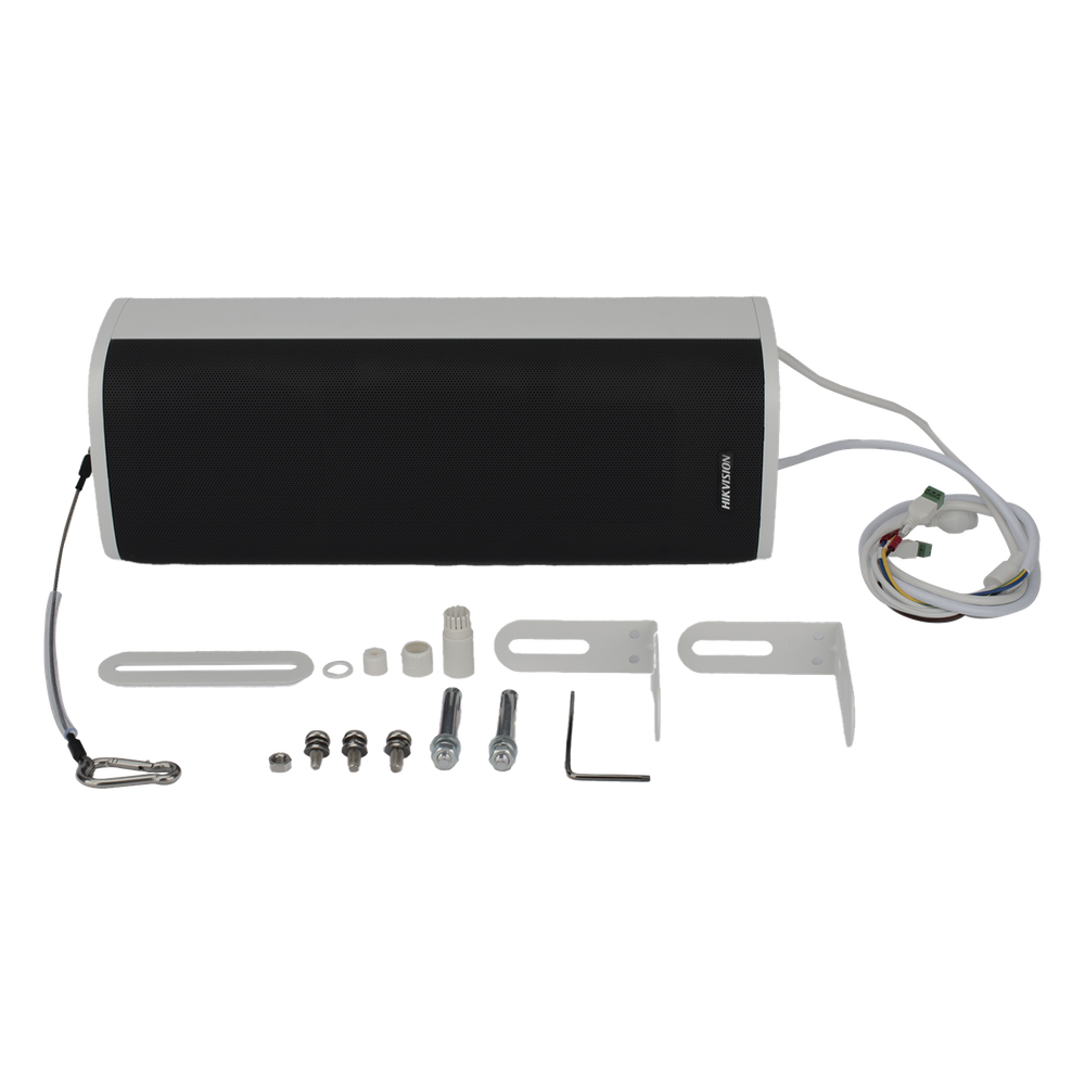Bocina (Altavoz IP) | Tipo Columna | 60 Watts | No requiere amplificador | Exterior IP66 | Entrada de alarma | Voceo en tiempo real | Calendarización