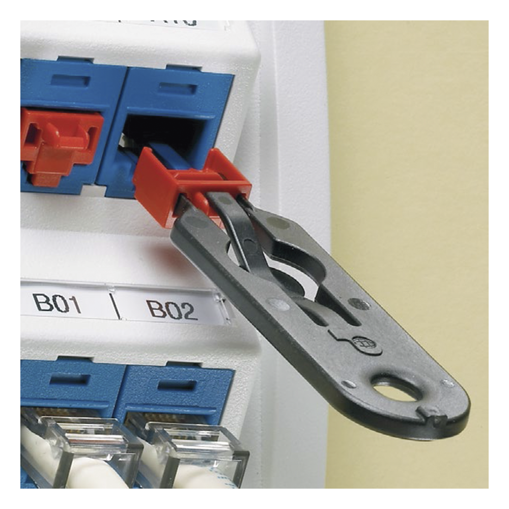 Kit de 10 Dispositivos para Bloquear Puertos Jack RJ45, Color Negro, Incluye Llave de Extracción