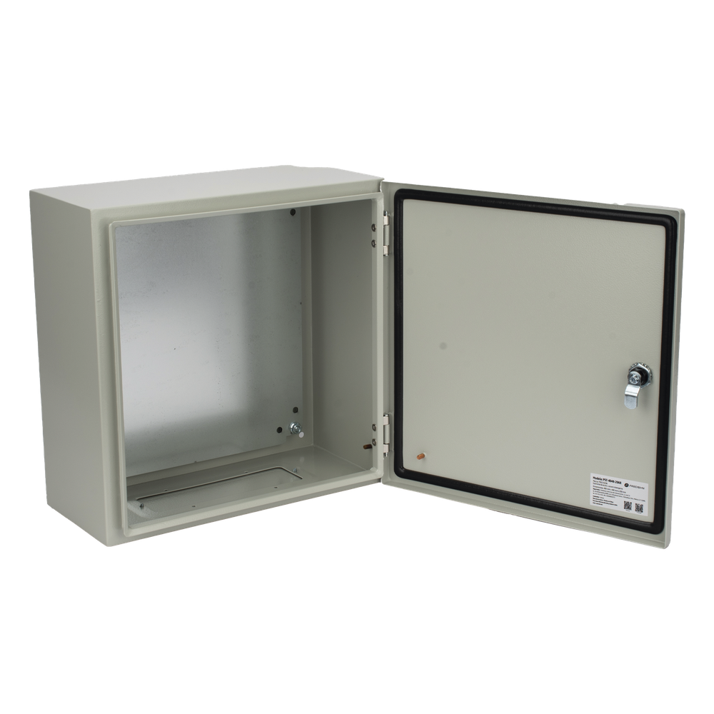 Gabinete de Acero IP66 Uso en Intemperie (400 x 400 x 200 mm) con Placa Trasera Interior de Metal y Compuerta Inferior Atornillable (Incluye Chapa y