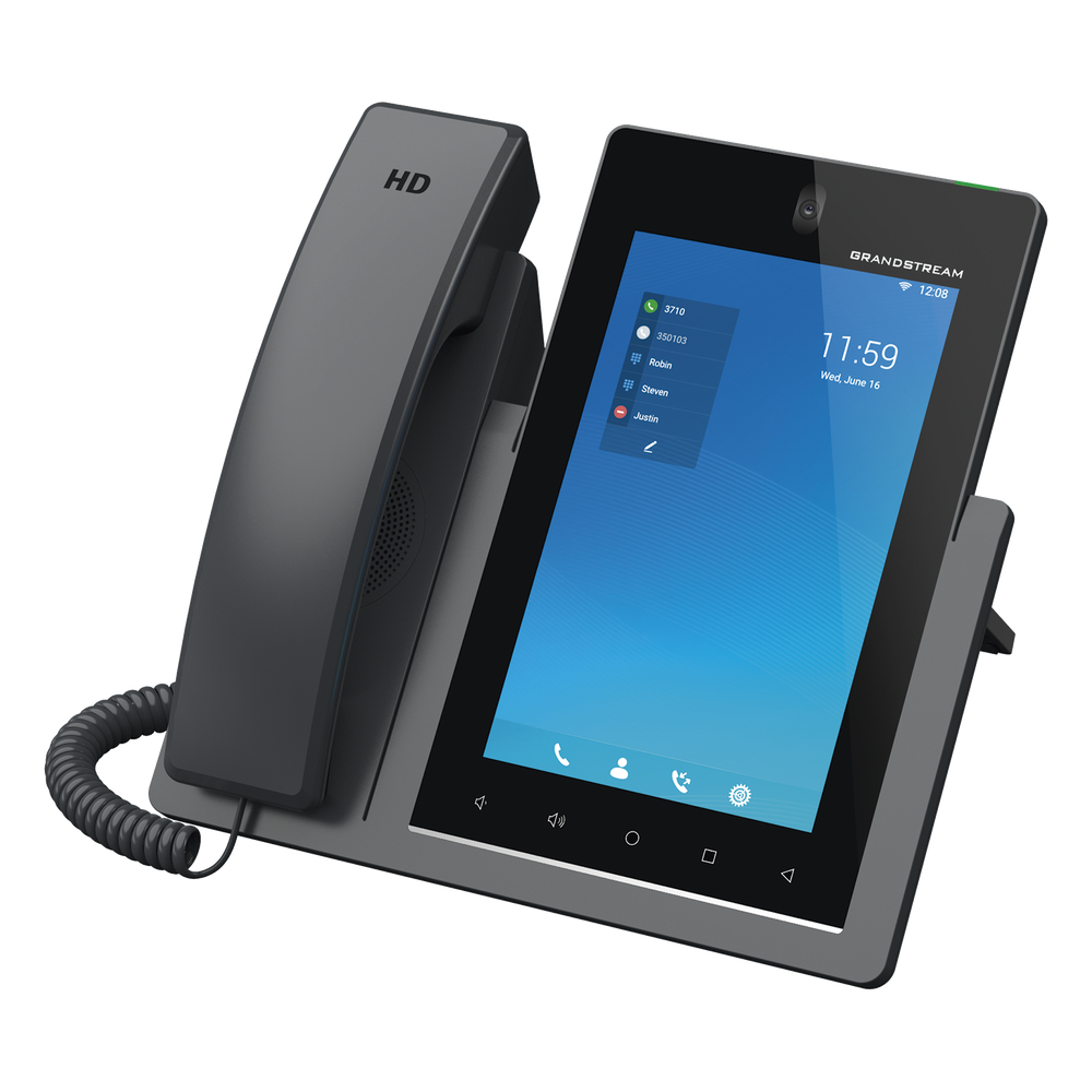 Teléfono IP Android 11, 16 líneas SIP con 16 cuentas, pantalla táctil 7", puertos Gigabit, Wi-Fi, Bluetooth, PoE, codec Opus, IPV4/IPV6 con gestión