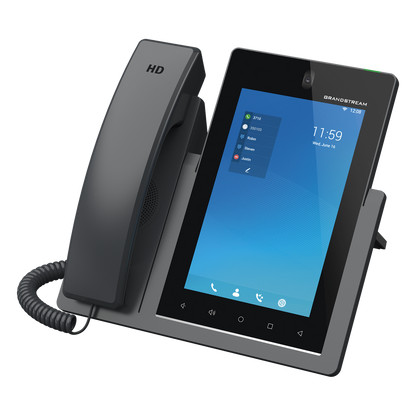 Teléfono IP Android 11, 16 líneas SIP con 16 cuentas, pantalla táctil 7", puertos Gigabit, Wi-Fi, Bluetooth, PoE, codec Opus, IPV4/IPV6 con gestión